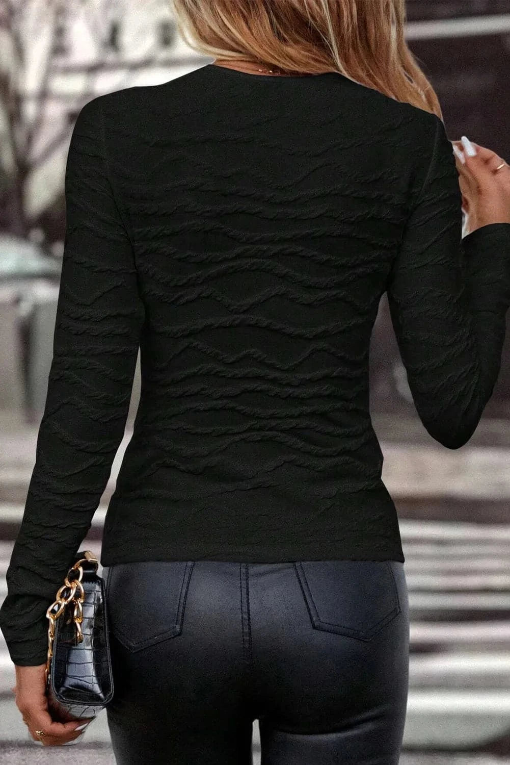 Chic Long Sleeve Blouse - Opaque, Stretchy