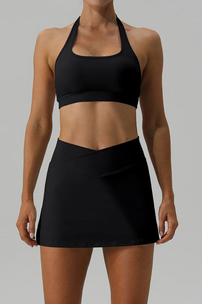 Halter Neck Tank and Slit Skirt Active Set.