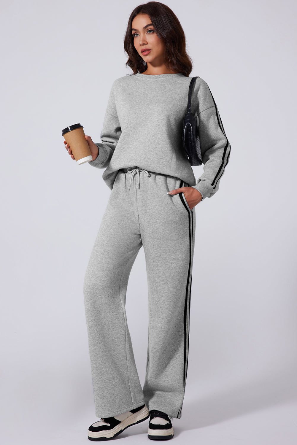 Light grey striped activewear set