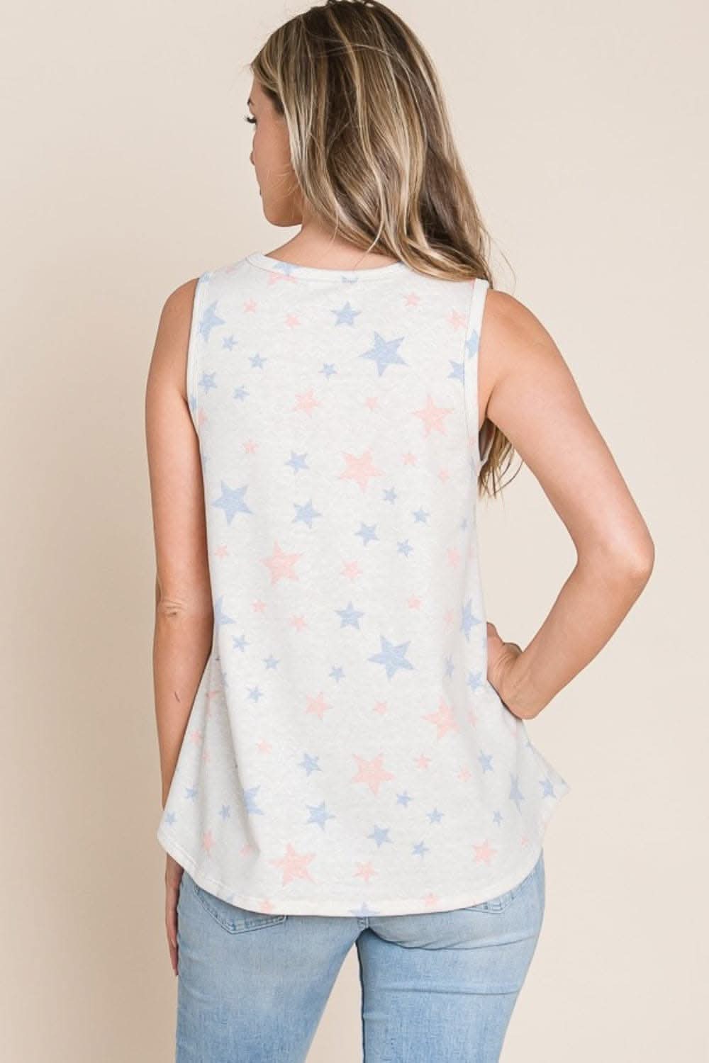 BOMBOM Star Print Round Neck Tank - Love Salve 