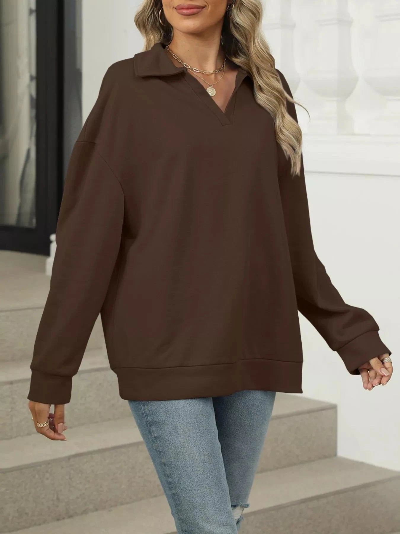 Johnny Collar Long Sleeve Sweatshirt Coco’s Tee Boutique
