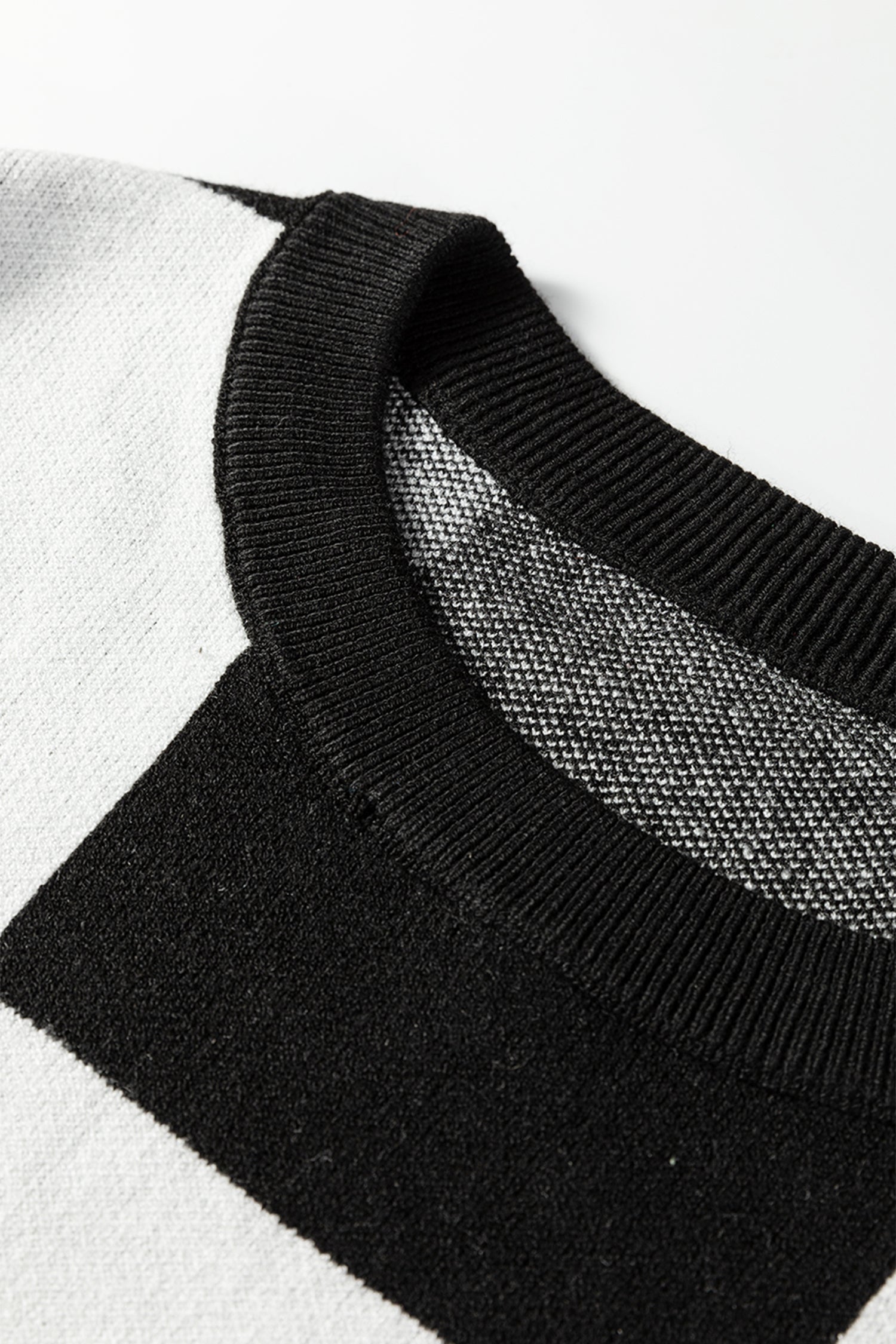 Black Checkered Pattern Loose Drop Shoulder Half Sleeve Knit Sweater For Women Dear-Lover Dropshipping