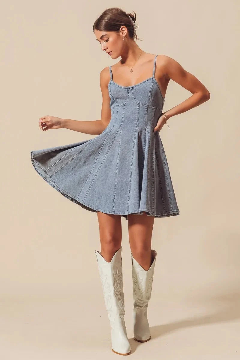 SO ME A Line Fit and Flare Denim Mini Dress Coco’s Tee Boutique