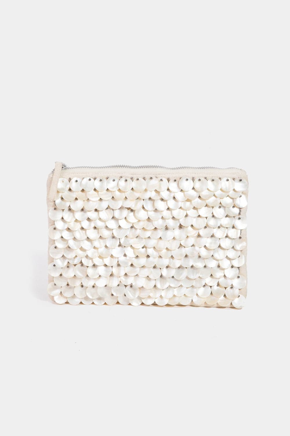 Elegant Mother of Pearl Beaded Rectangle Clutch