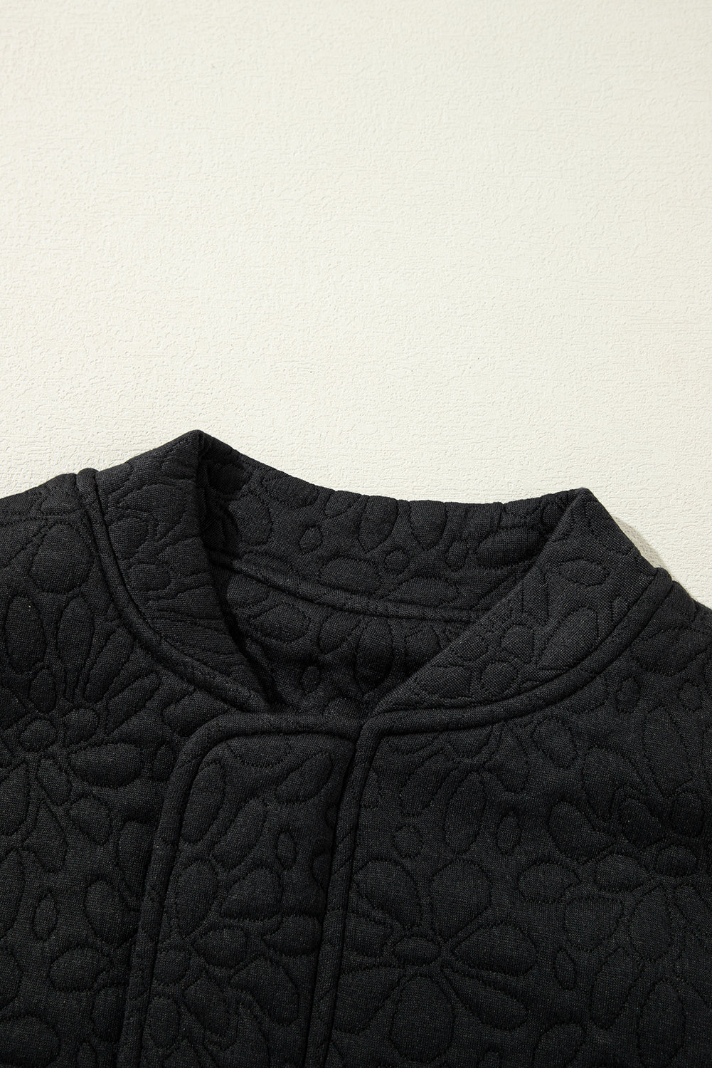 Floral quilted black jacket with oversized fit