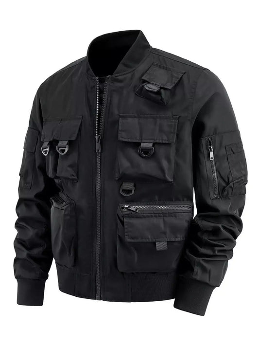 Men's Plus Size Multi-Pocket Tactical Bomber Jacket Simply Love