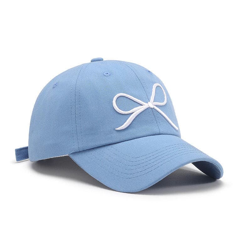 Bow Embroidered Cotton Baseball Cap.