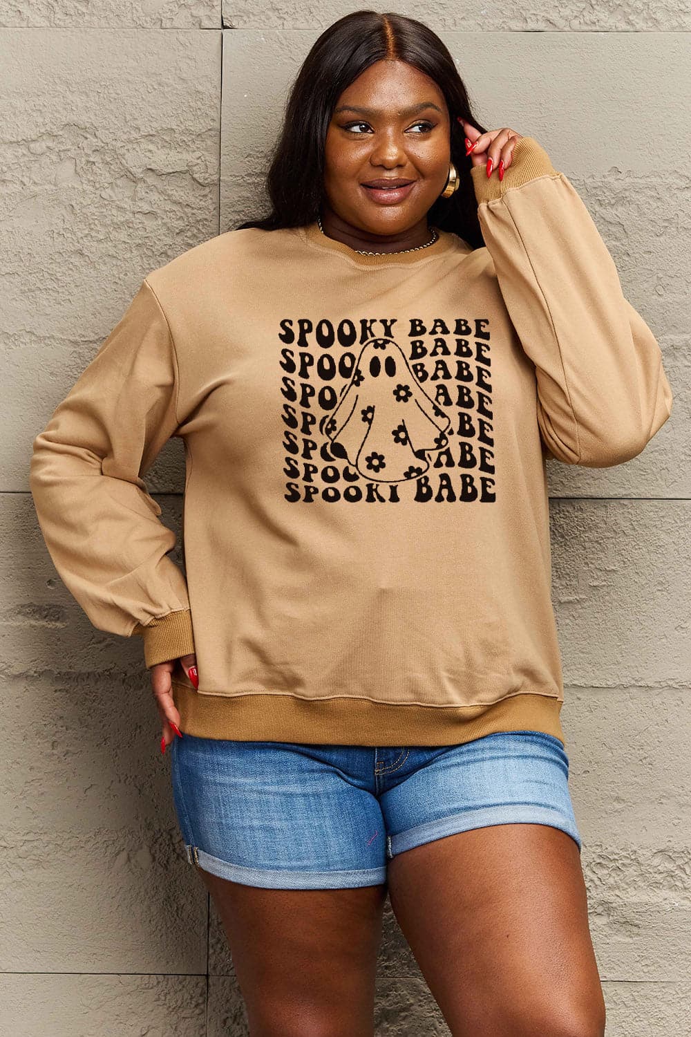 Simply Love Full Size SPOOKY BABE Graphic Sweatshirt.