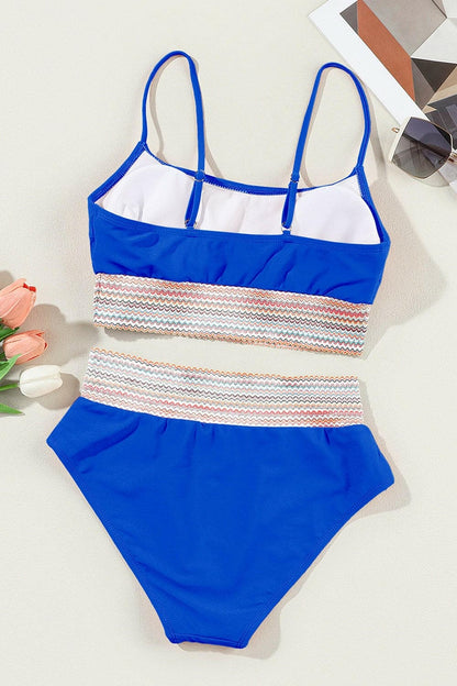 Scoop Neck Spaghetti Strap Bikini Set.