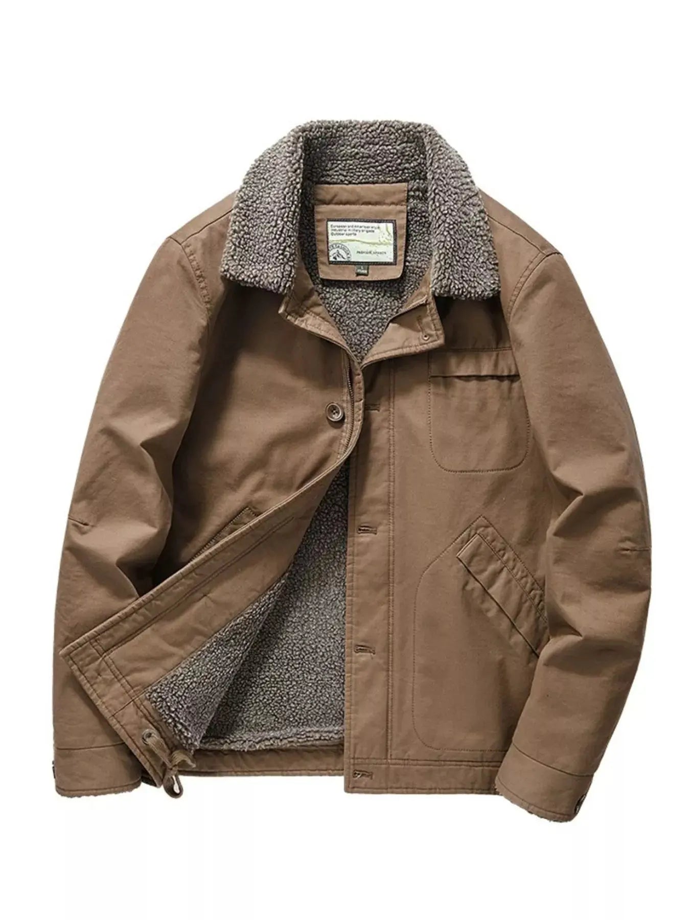 Men's Plus Size Sherpa Collar Button Up Jacket With Pockets Simply Love