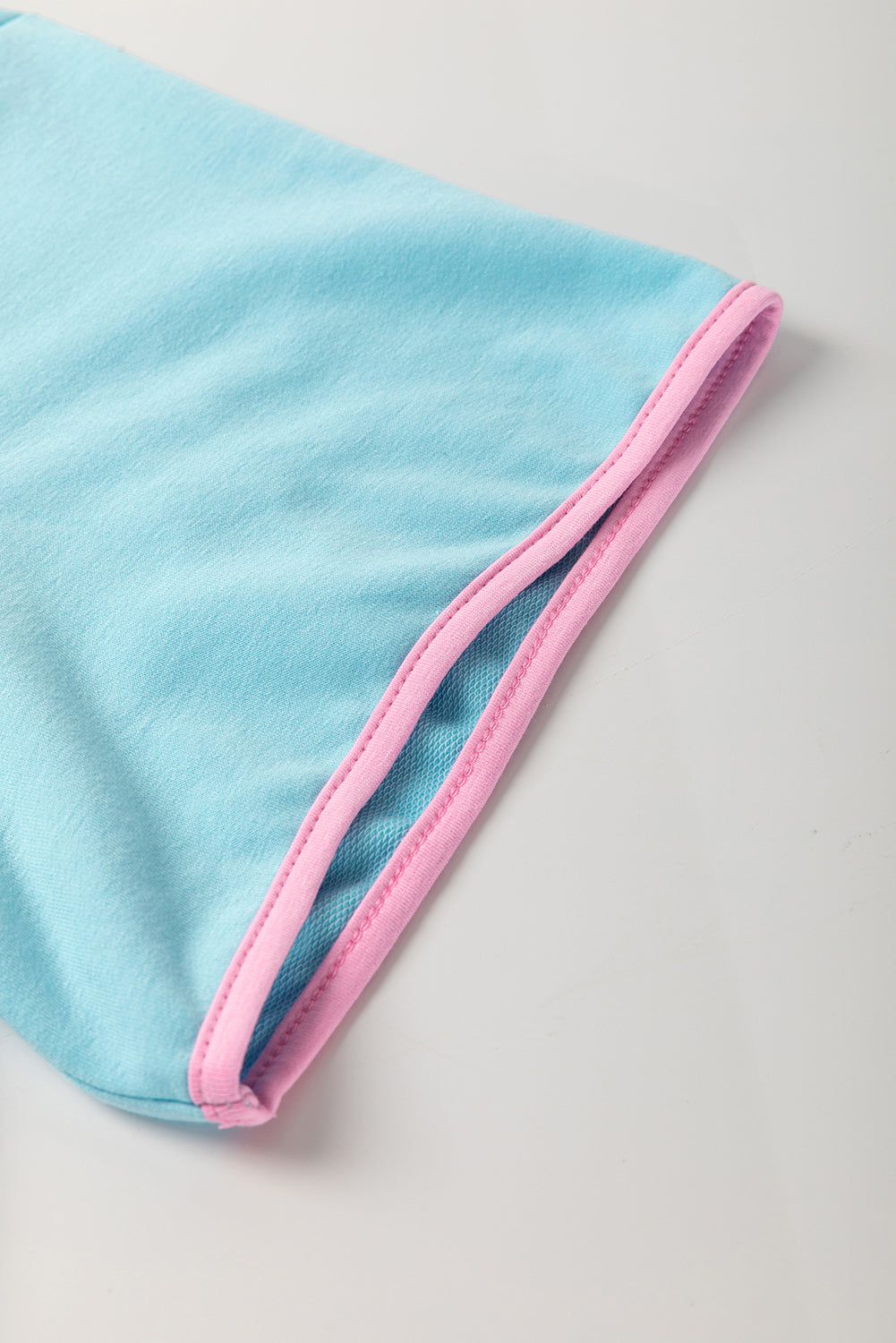 Turquoise Plus Size Contrast Trim Tee Skirt Two Piece Set