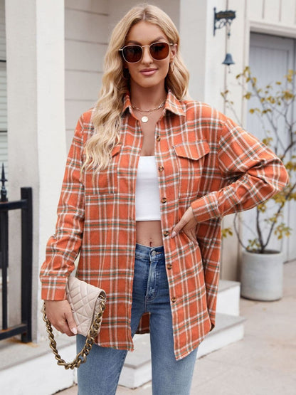 Plaid Button Up Long Sleeve Shirt.