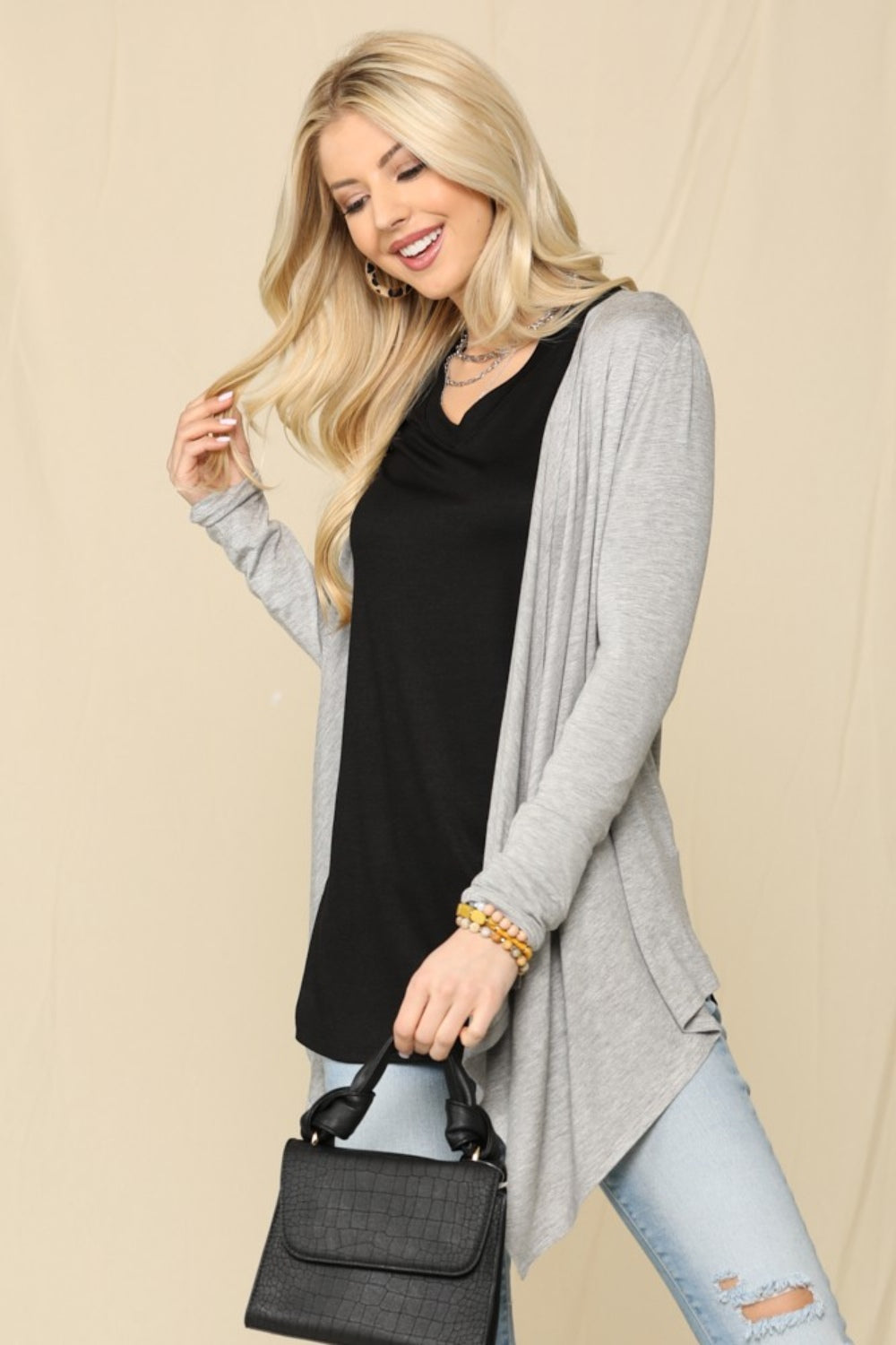 Celeste versatile open front knit cardigan