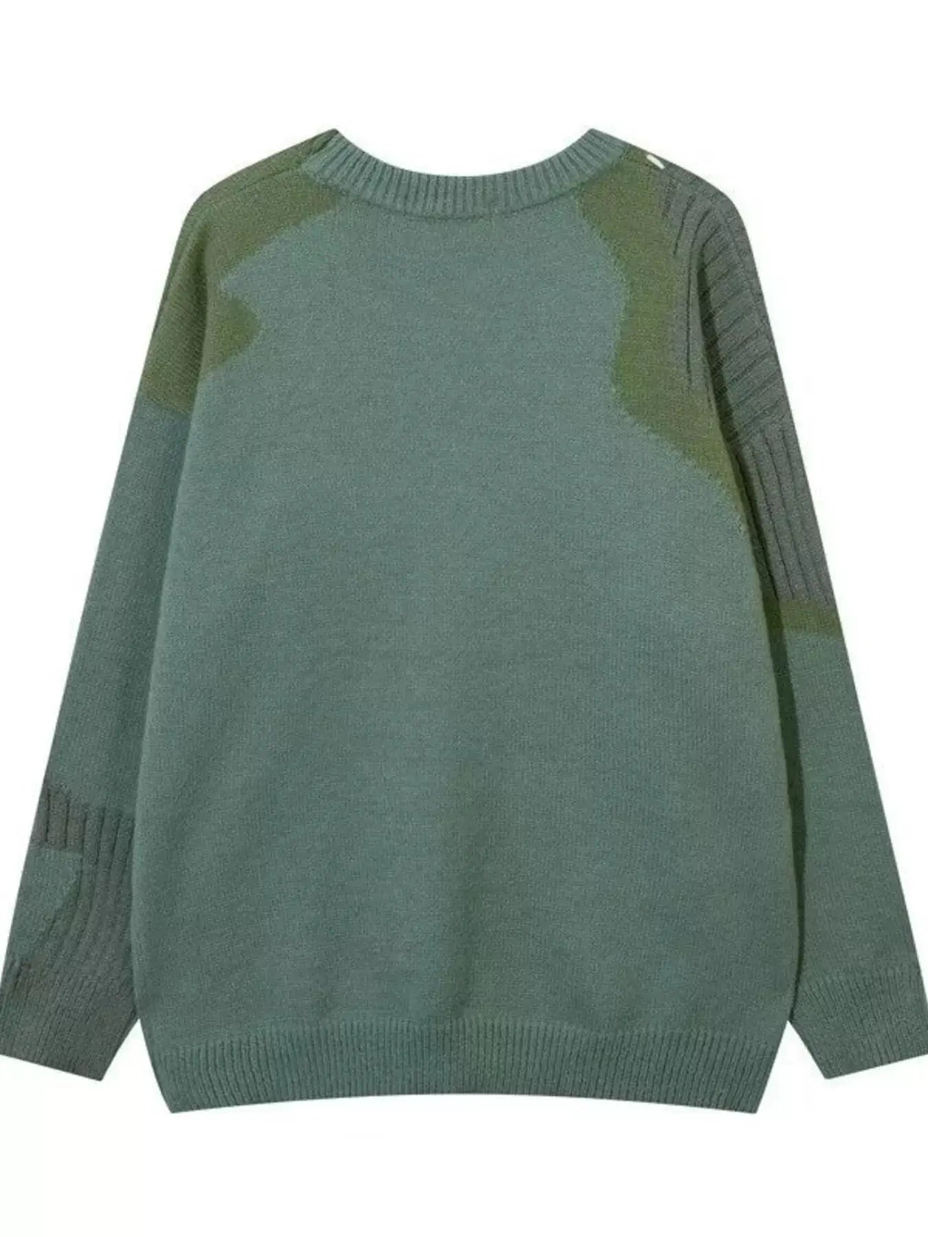 Men's Contrast Round Neck Long Sleeve Sweater Simply Love