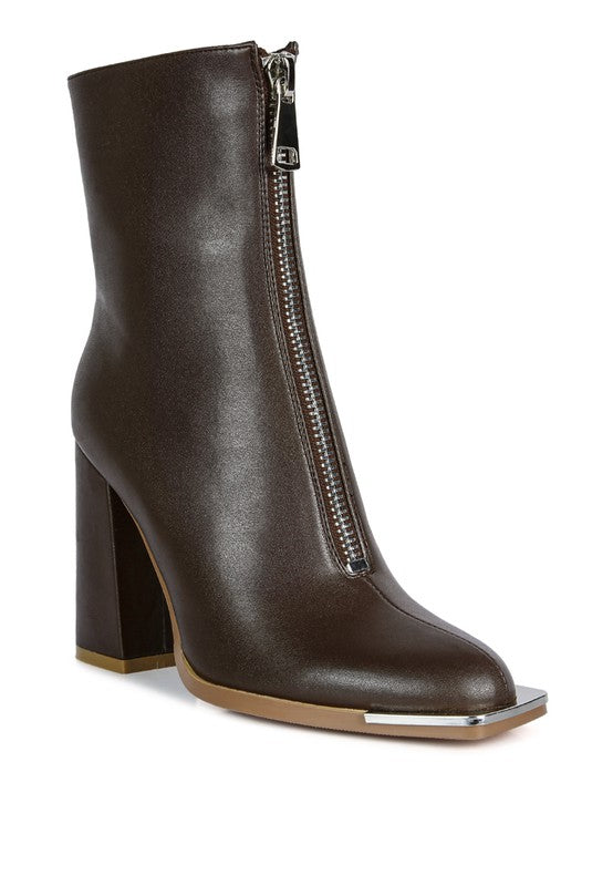 Chic faux leather high-heeled boots