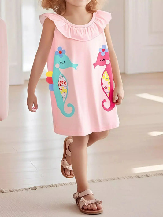 Children's Seahorse Ruffle Collar Sleeveless Dress Simply Love