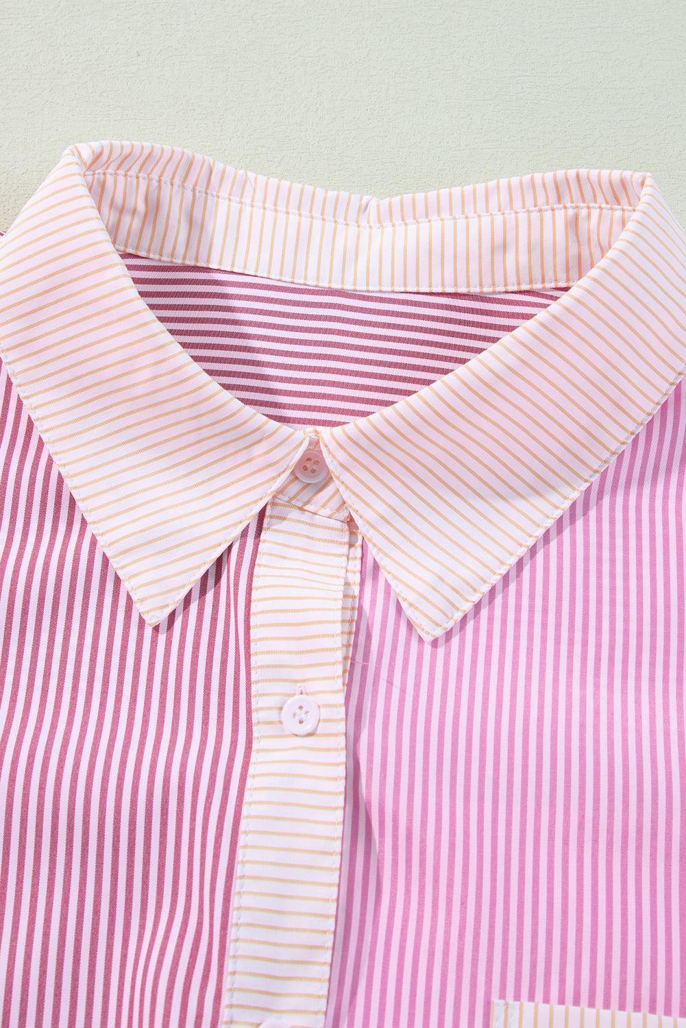 Chic pink striped colorblock plus size shirt