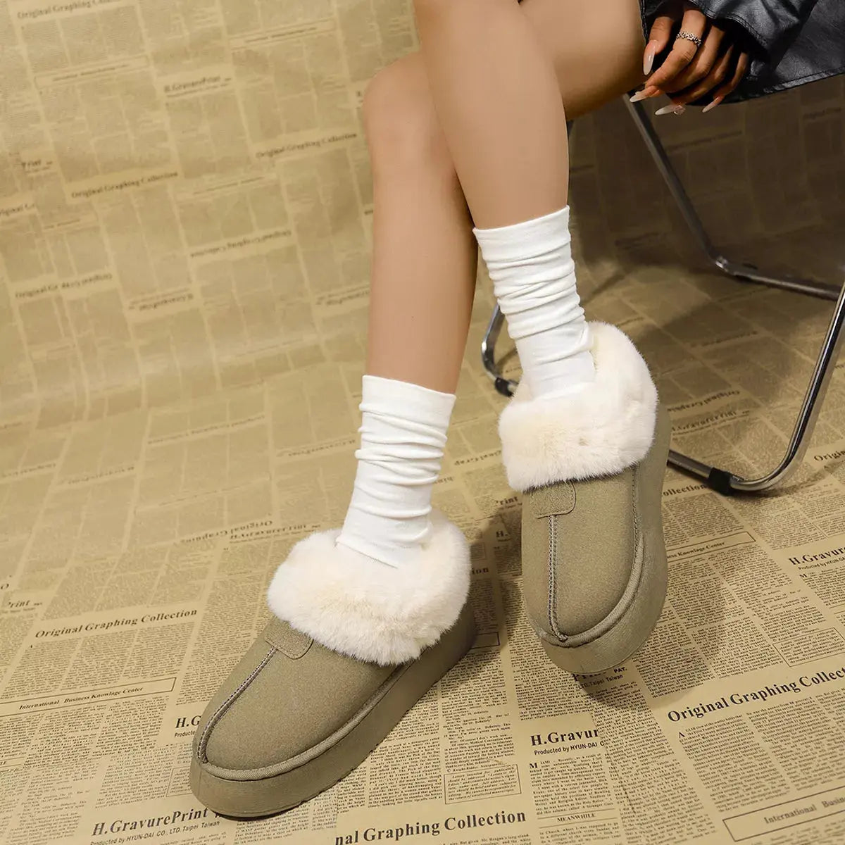 Fuzzy Platform Ankle Boots Simply Love