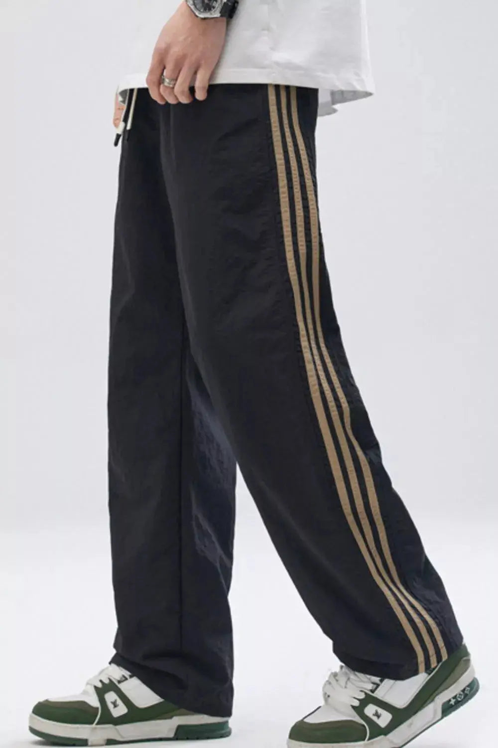 Men's Full Size Side Stripes Wide Leg Pants Plus Size Simply Love