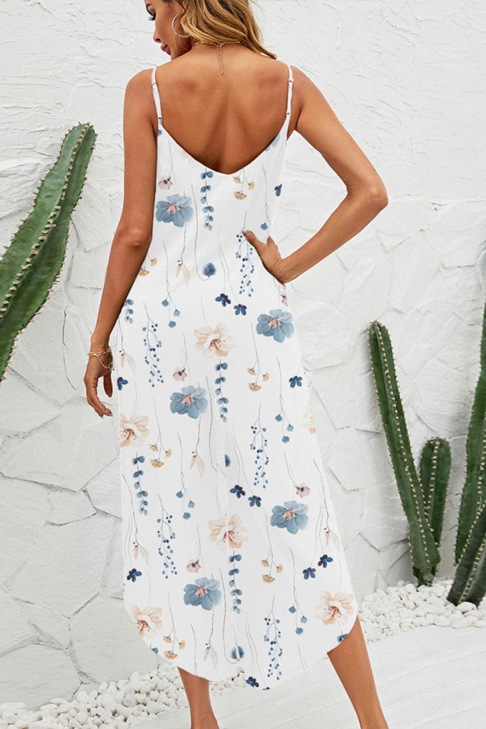 Printed Scoop Neck Wide Leg Jumpsuit.