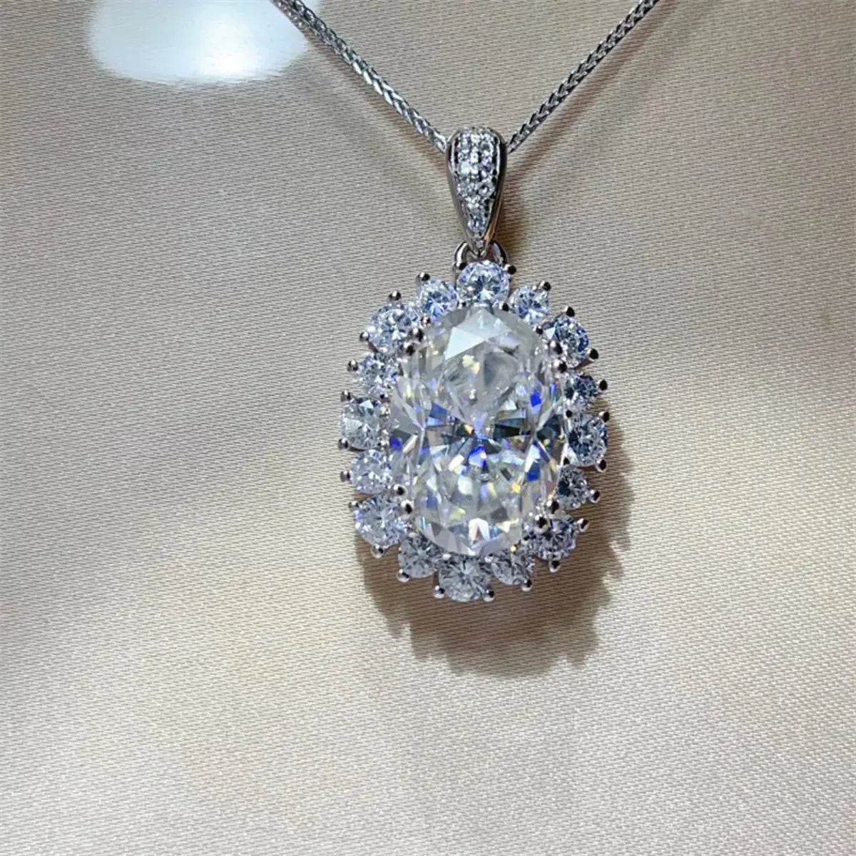 8 Carat Moissanite 925 Sterling Silver Pendant Necklace Simply Love