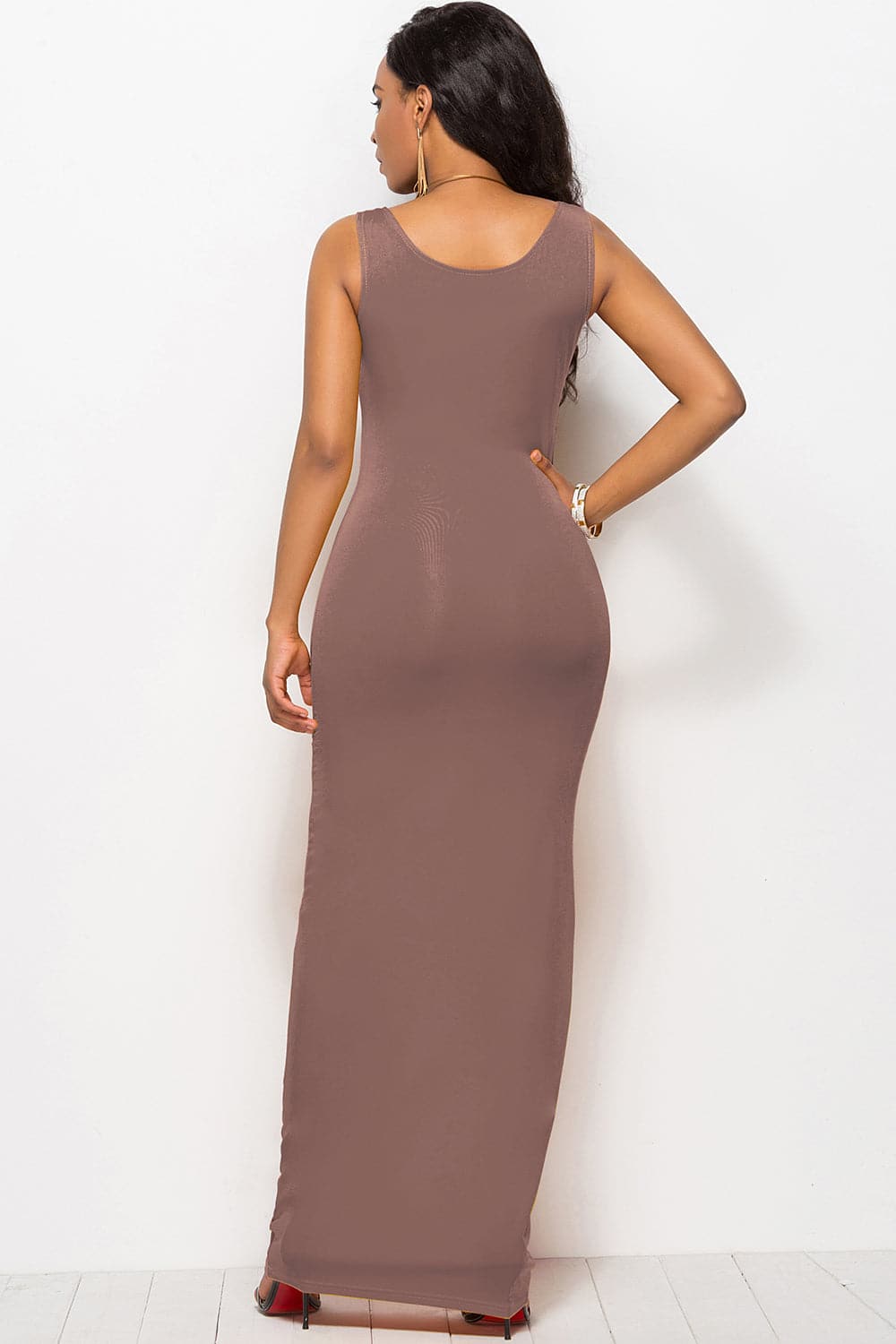 Scoop Neck Wide Strap Maxi Dress.