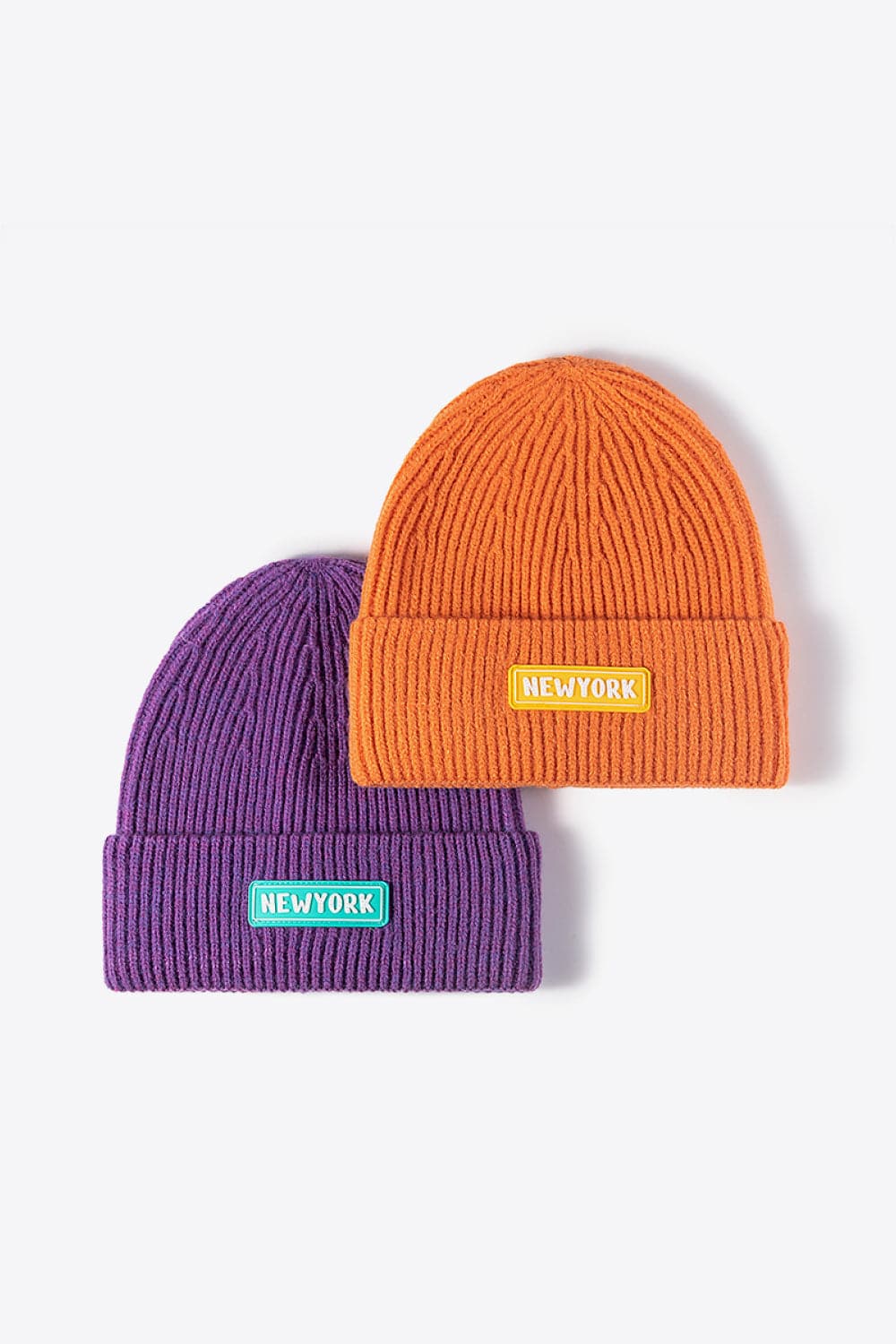 NEWYORK Patch Rib-Knit Cuffed Beanie.