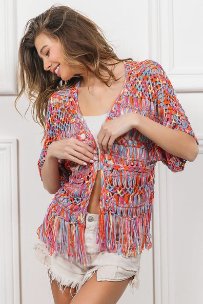 BiBi fringed crop cardigan