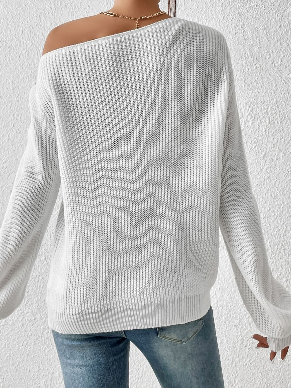 Cozy Honey One-Shoulder Long Sleeve Knit Sweater