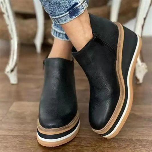 Ankle Wedge Boots with Zipper Simply Love