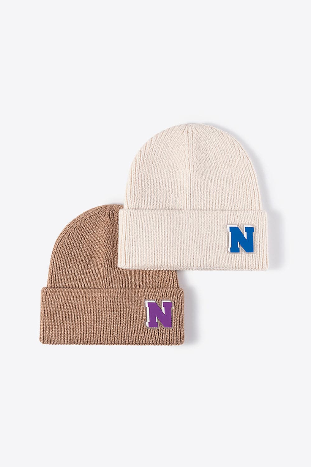 Letter N Patch Cuffed Knit Beanie.