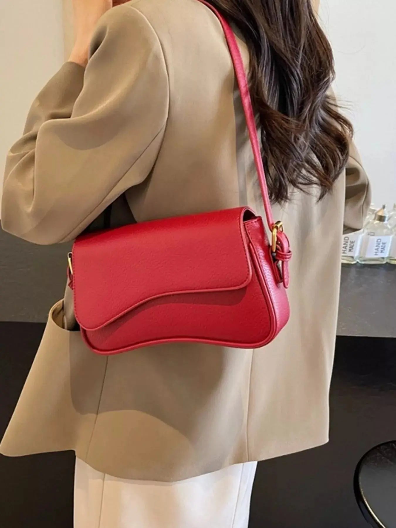 Solid Color Leather Crossbody Bag Simply Love