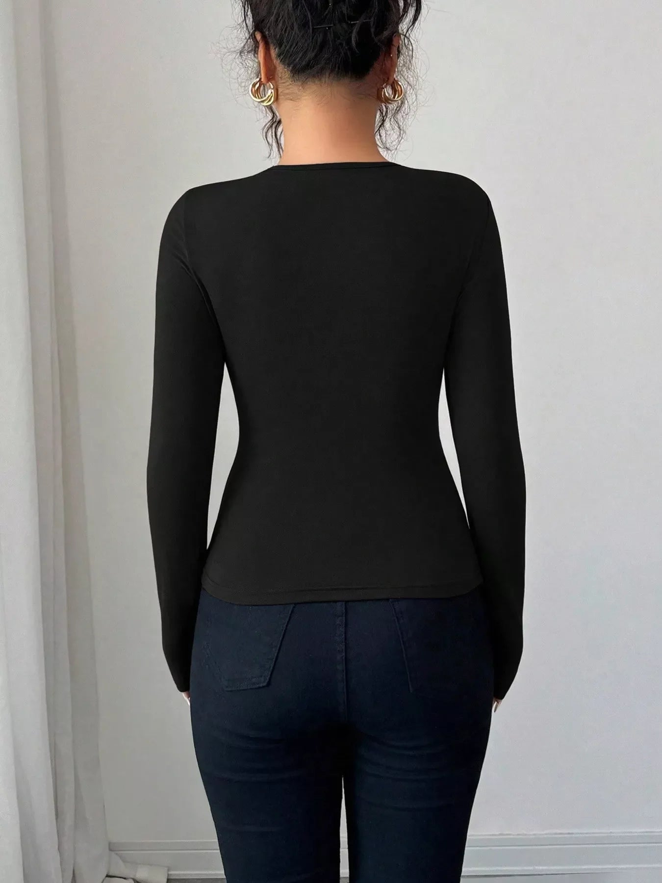 Twist Front Ring Detail Long Sleeve T-Shirt Simply Love