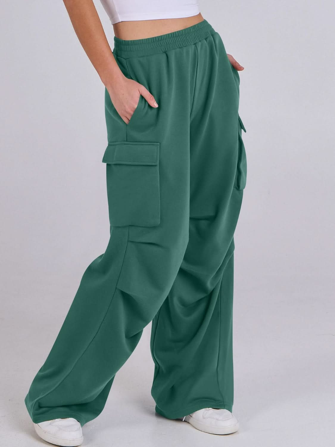 Wide-Leg Comfort Pants with Elastic Waist and Pockets