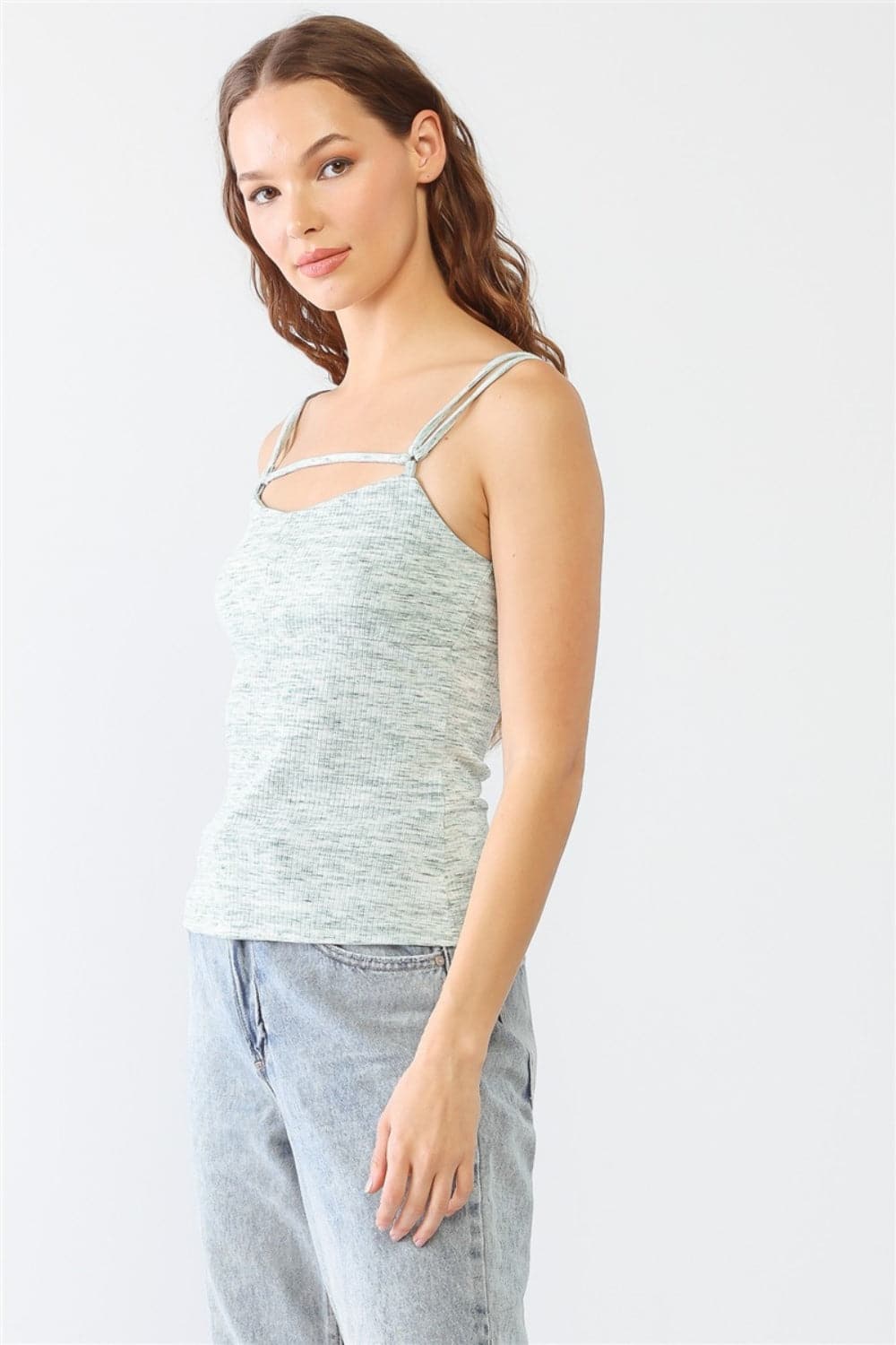 Le Lis Heathered Ribbed Adjustable Strap Cami.