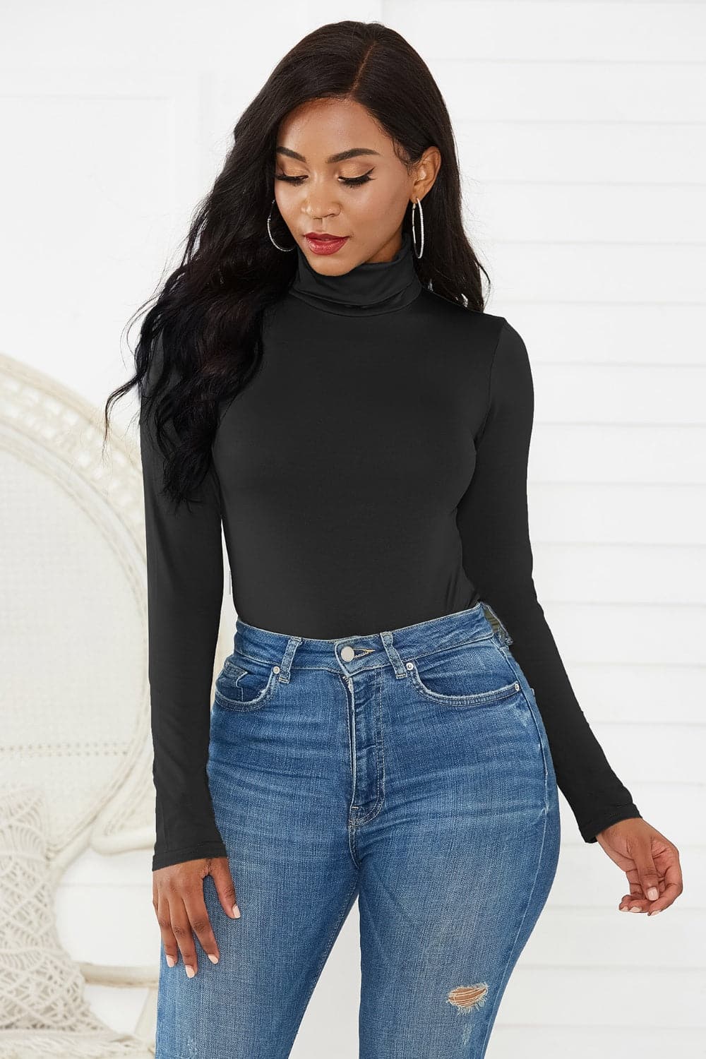 Turtleneck Long Sleeve Bodysuit.