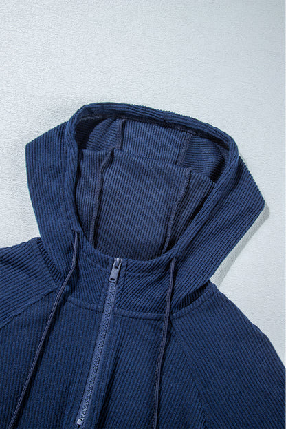 Navy blue cropped hoodie set