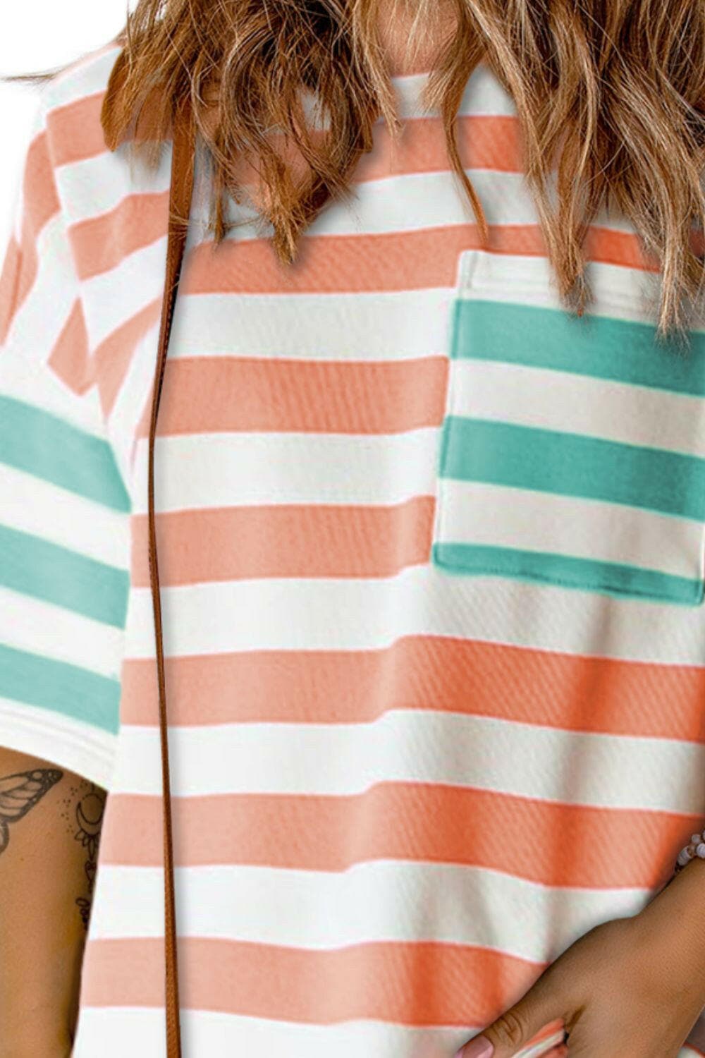 Striped Round Neck Half Sleeve T-Shirt.