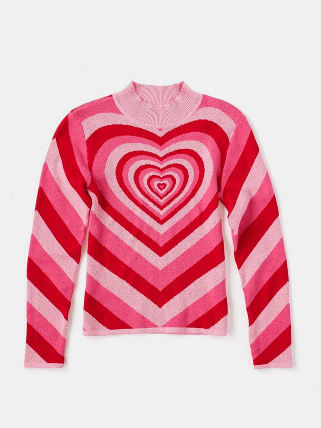 Heart Mock Neck Long Sleeve Sweater.