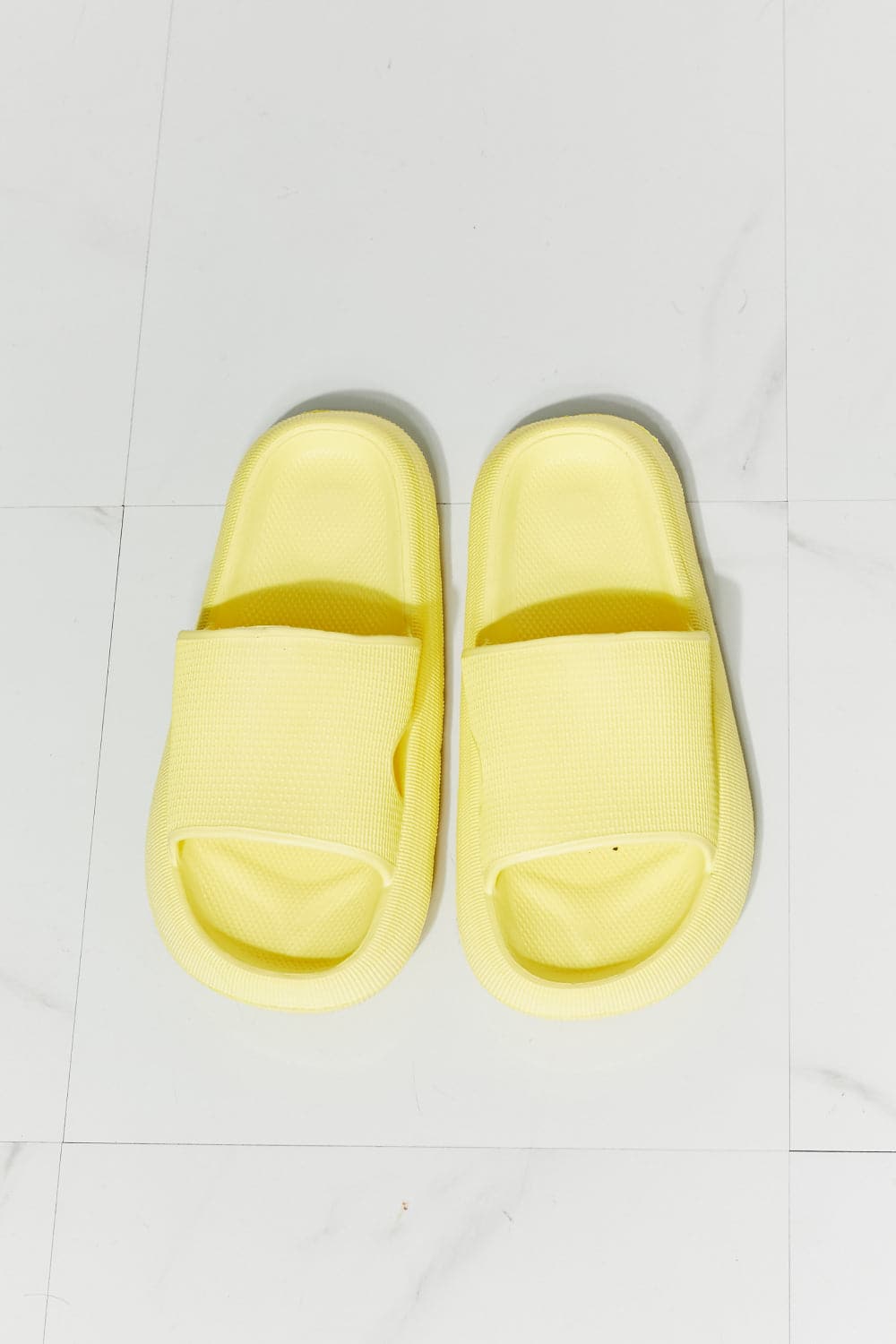 MMShoes Arms Around Me Open Toe Slide in Yellow.