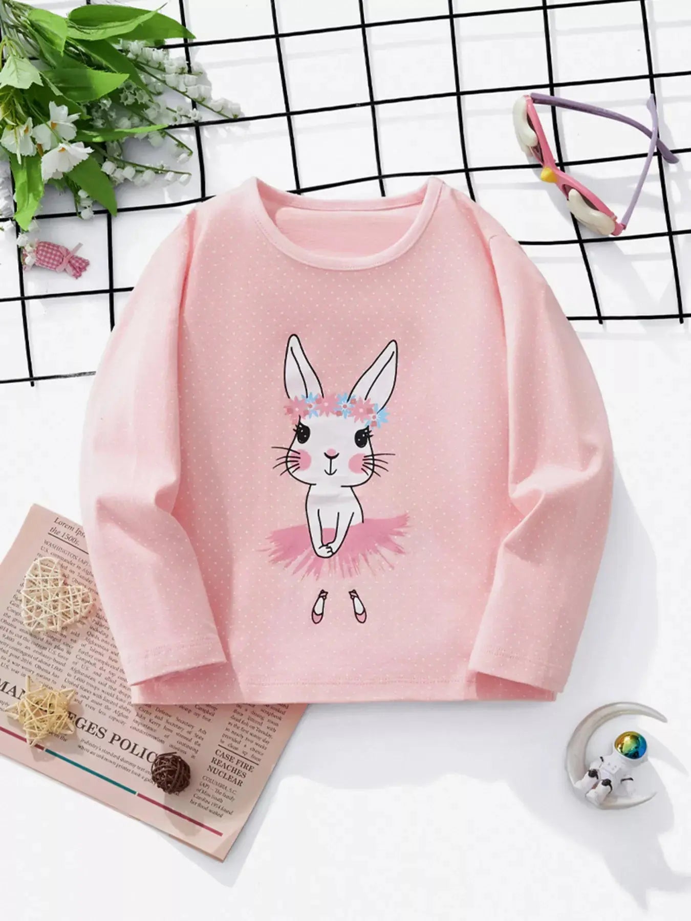 Children's Bunny Ballerina Graphic Long Sleeve T-Shirt Simply Love