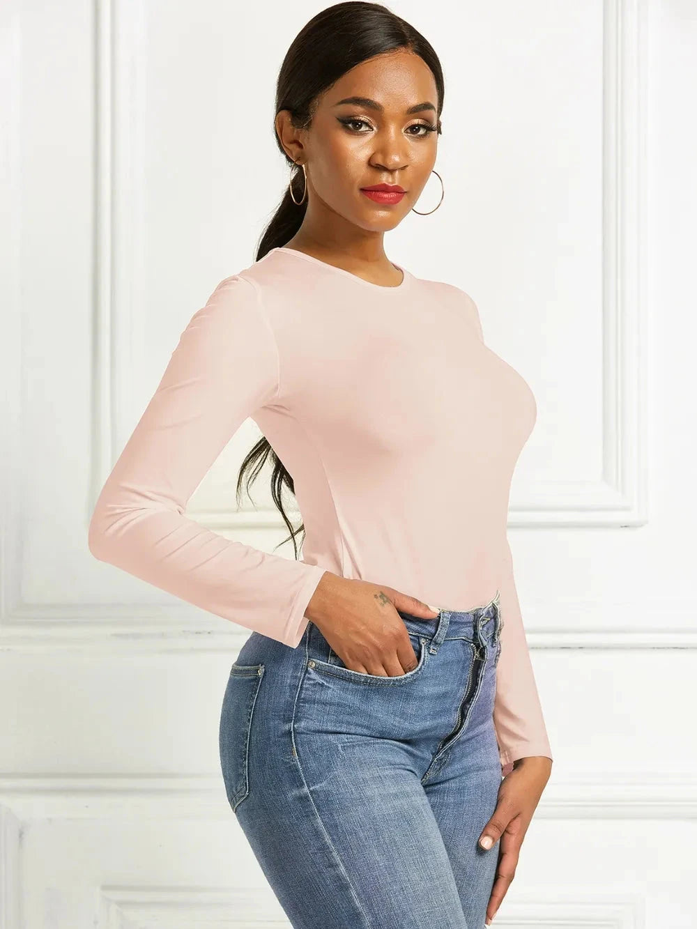 Round Neck Long Sleeve Bodysuit Coco’s Tee Boutique