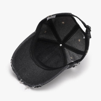 Distressed Adjustable Cotton Baseball Cap.