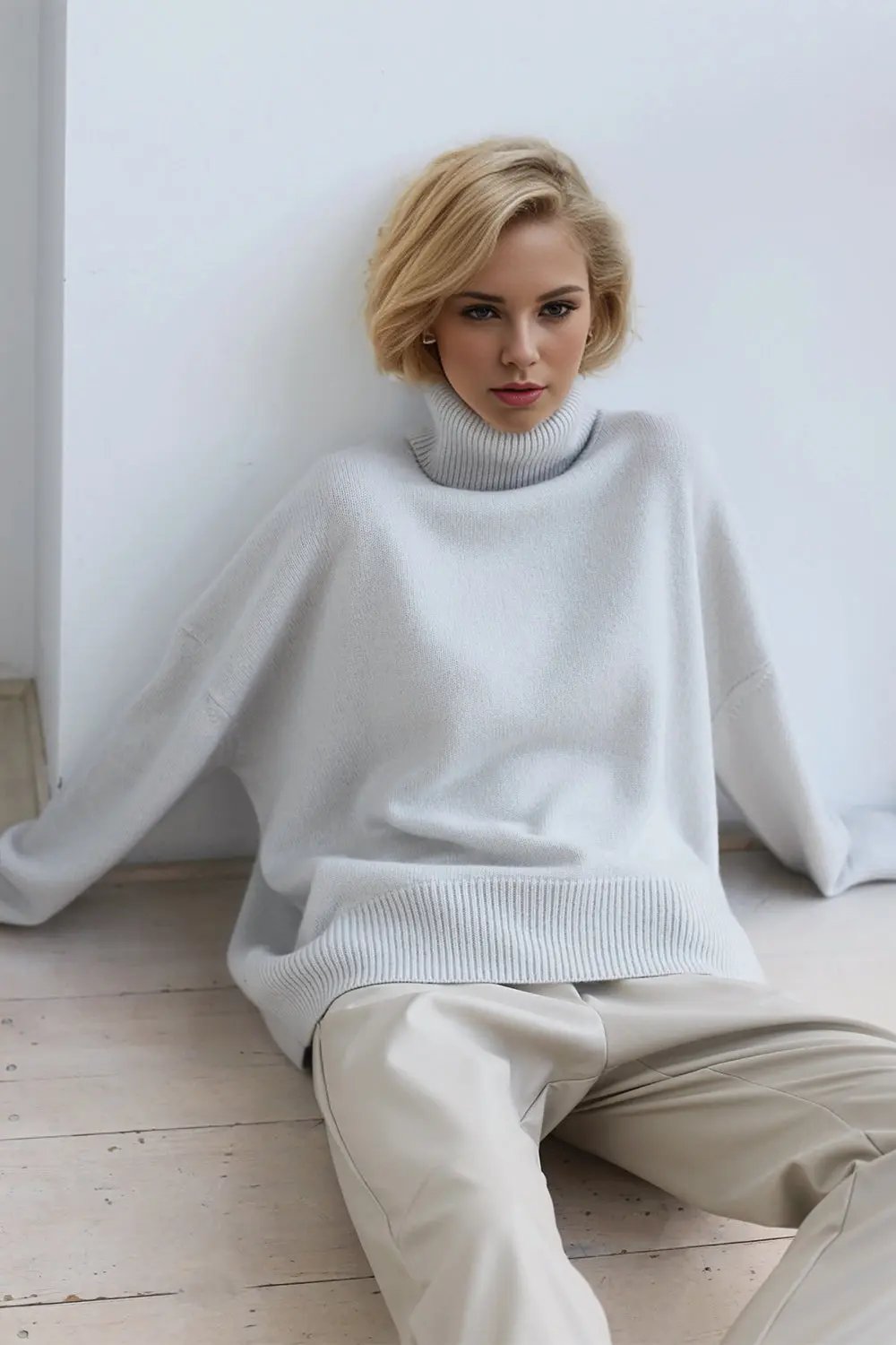 Basic Bae Turtleneck Dropped Shoulder Long Sleeve Sweater - Love Salve