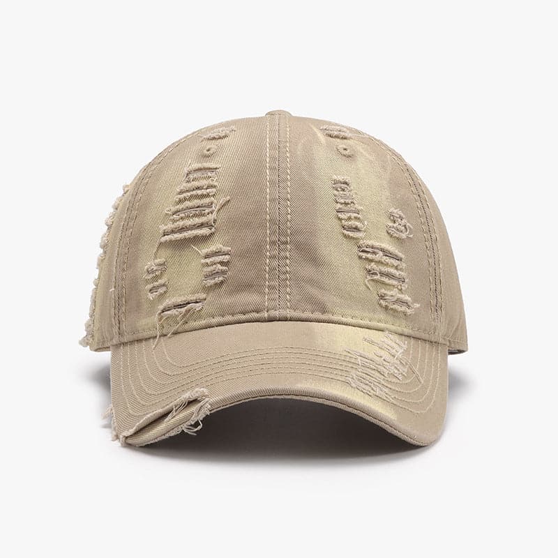 Distressed Adjustable Cotton Baseball Cap.