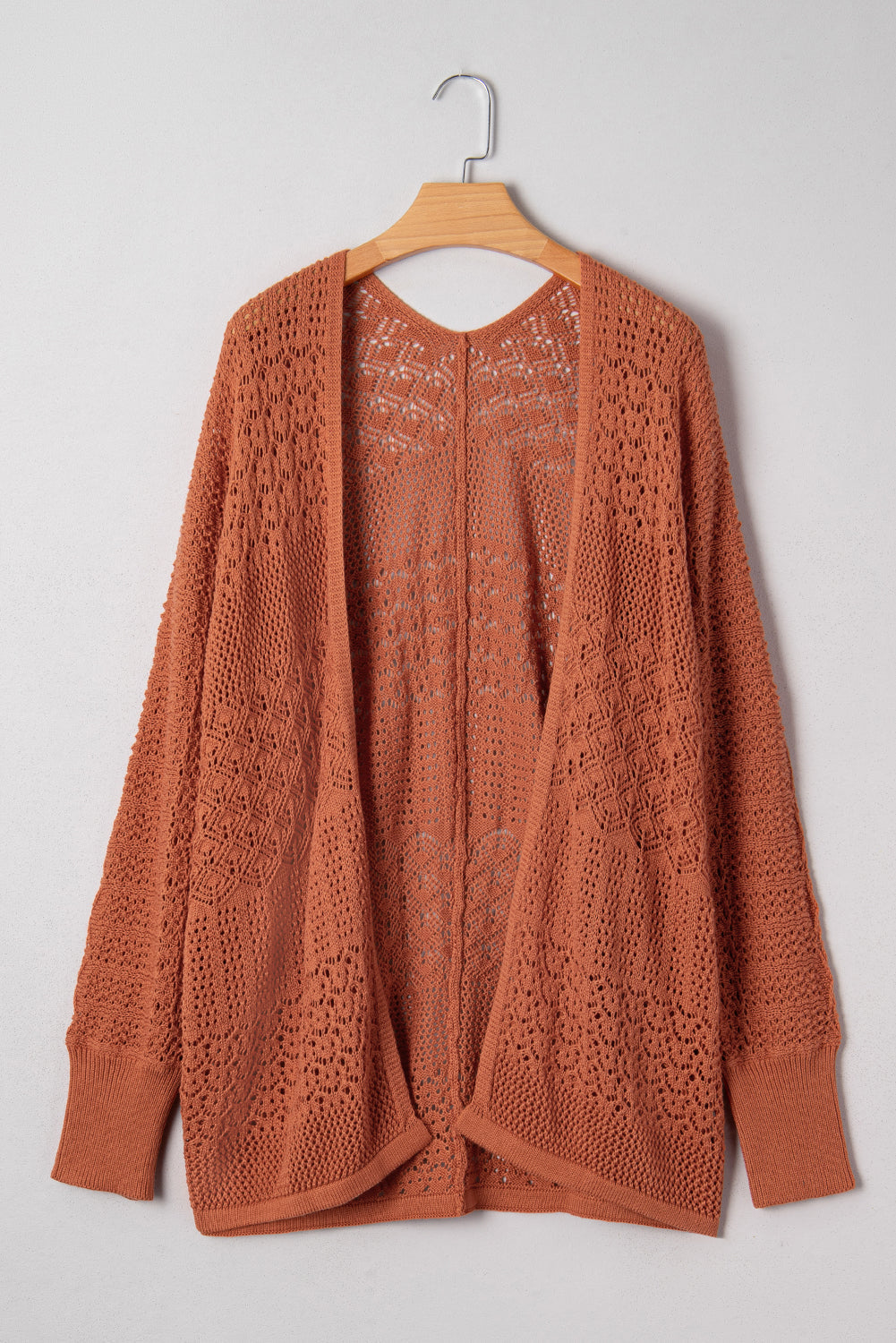 Redwood Burl Mixed Pattern Knitted Open Front Plus Cardigan Dear-Lover Dropshipping