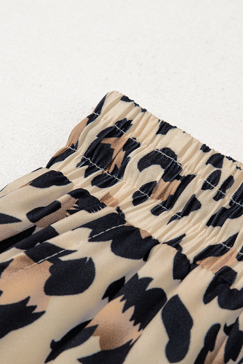 Parchment Leopard Drawstring Flowy Wide Leg Pants for Women