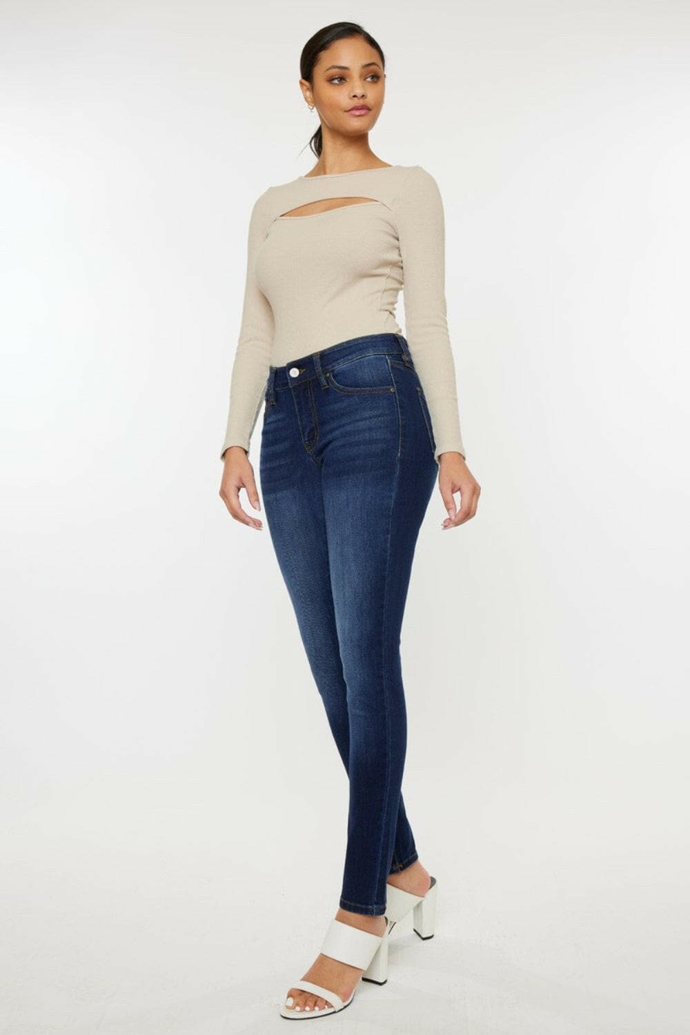 Kancan Mid Rise Gradient Skinny Jeans.