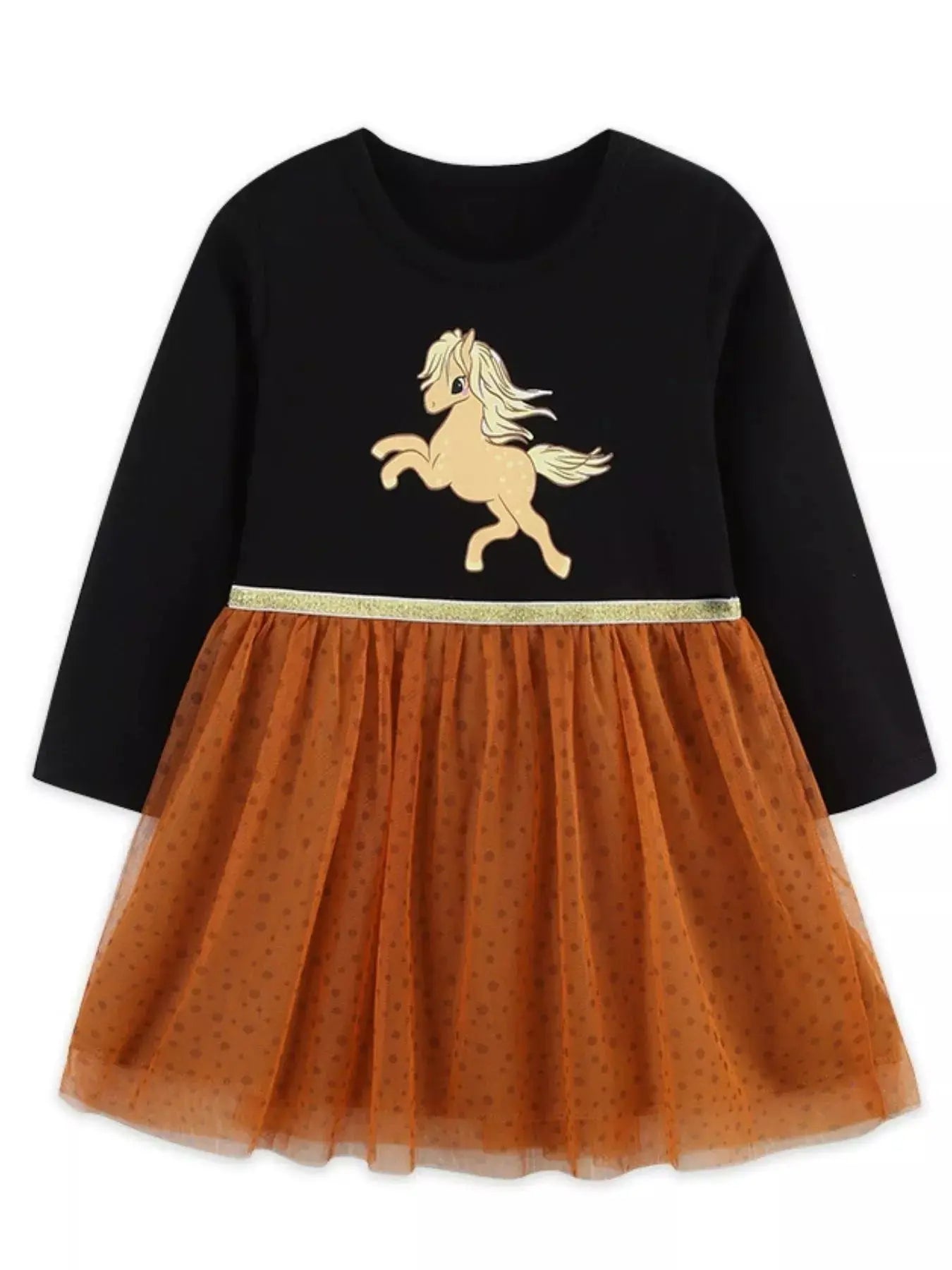 Children's Horse Long Sleeve Tulle Dress Simply Love