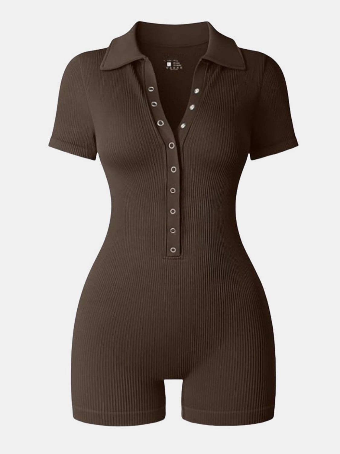 Collared Neck Short Sleeve Active Romper.